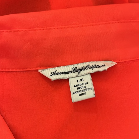 American Eagle Outfitters Neon Orange Sheer Blouse - Picture 5 of 7